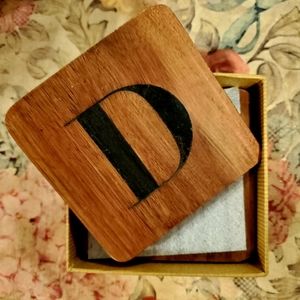 Pottery Barn Wood Coasters (4 set) letter D